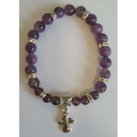 Pulsera Mineral Amatista con Ángel