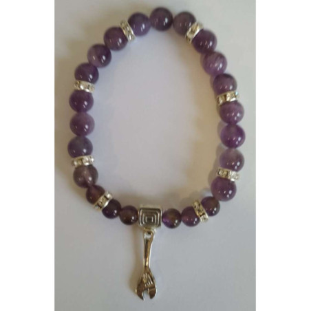 Pulsera Mineral Amatista con Llave del Trabajo