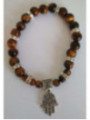 Pulsera Mineral Ojo Tigre con Mano de Fátima, Protección