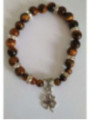 Pulsera Mineral Ojo Tigre con Trébol de la Suerte