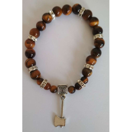 Pulsera Mineral Ojo Tigre con Hacha Atrae Clientes