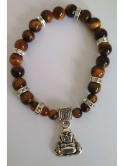 Pulsera Mineral Ojo Tigre con Buda de los Deseos