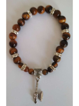 Pulsera Mineral Ojo Tigre con Hacha Celta