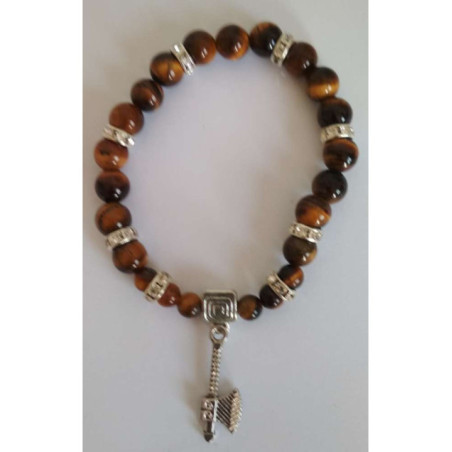 Pulsera Mineral Ojo Tigre con Hacha Celta