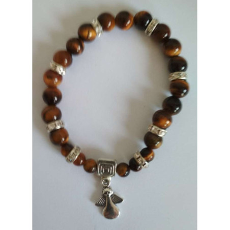 Pulsera Mineral Ojo Tigre con Ángel