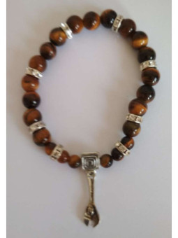 Pulsera Mineral Ojo Tigre con Llave del Trabajo