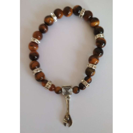 Pulsera Mineral Ojo Tigre con Llave del Trabajo