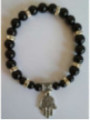 Pulsera Mineral Turmalina Negra con Mano de Fátima, Protección