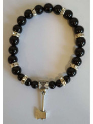 Pulsera Mineral Turmalina Negra con Hacha Atrae Clientes
