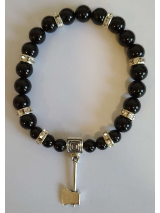 Pulsera Mineral Turmalina Negra con Hacha Atrae Clientes