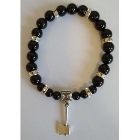 Pulsera Mineral Turmalina Negra con Hacha Atrae Clientes