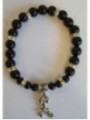 Pulsera Mineral Turmalina Negra con Rana de la Suerte