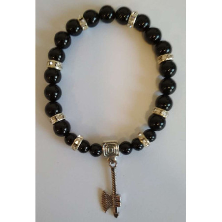 Pulsera Mineral Turmalina Negra con Hacha Celta
