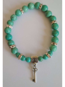 Pulsera Mineral Turquesa con Llave Abrecaminos