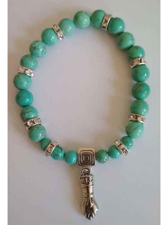 Pulsera Mineral Turquesa con Puño Figa, Defensa y Protección