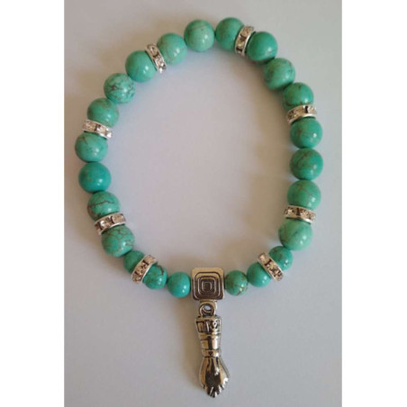 Pulsera Mineral Turquesa con Puño Figa, Defensa y Protección