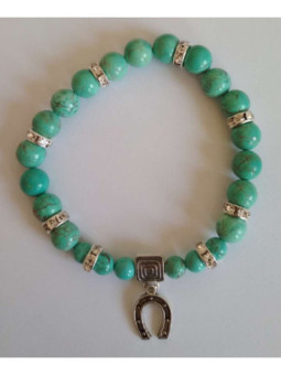 Pulsera Mineral Turquesa con Herradura de la Suerte.