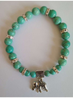 Pulsera Mineral Turquesa con Elefante, Prosperidad.