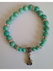 Pulsera Mineral Turquesa con Morralito del dinero.