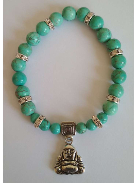 Pulsera Mineral Turquesa con Buda de Los Deseos.