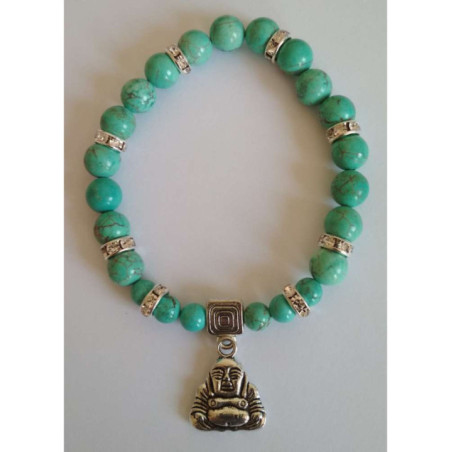 Pulsera Mineral Turquesa con Buda de Los Deseos.