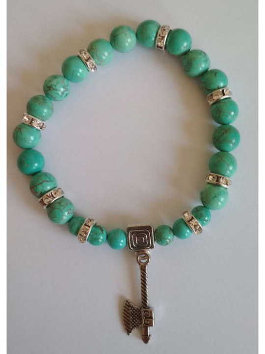 Pulsera Mineral Turquesa con Hacha Celta.