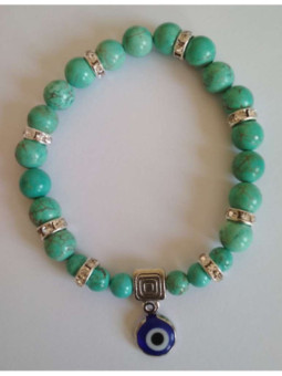 Pulsera Mineral Turquesa con Ojo Turco, Contra Envidias.