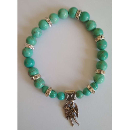 Pulsera Mineral Turquesa con San Miguel, Protección.