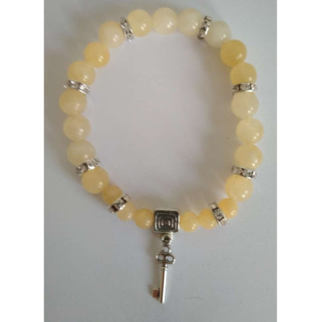 Pulsera Mineral Jaspe Amarillo con Llave de la Suerte