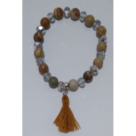 Pulsera Mineral Cornalina con Borla