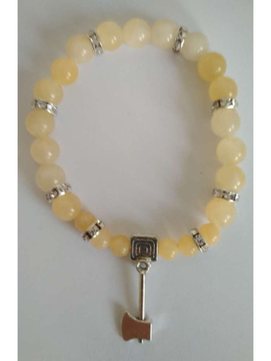 Pulsera Mineral Jaspe Amarillo con Hacha Atrae Clientes