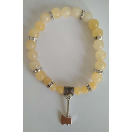 Pulsera Mineral Jaspe Amarillo con Hacha Atrae Clientes