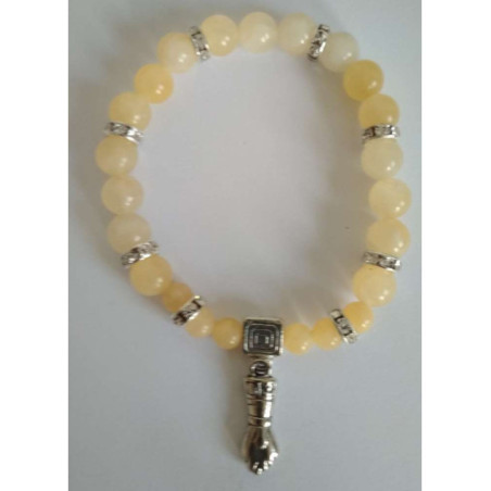 Pulsera Mineral Jaspe Amarillo con Puño Figa, Protección y Defensa