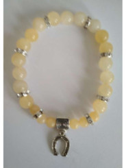Pulsera Mineral Jaspe Amarillo con Herradura de la Suerte