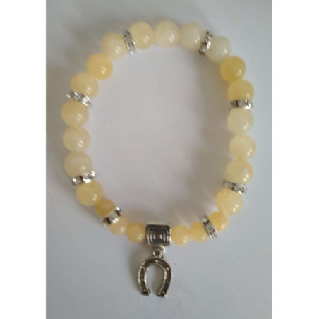 Pulsera Mineral Jaspe Amarillo con Herradura de la Suerte