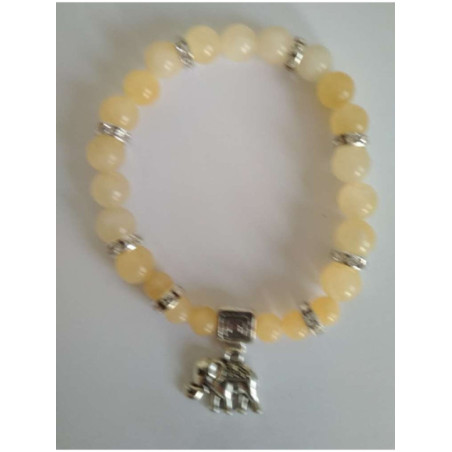 Pulsera Mineral Jaspe Amarillo con Elefante de la Prosperidad