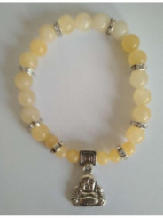 Pulsera Mineral Jaspe Amarillo con Buda de los Deseos
