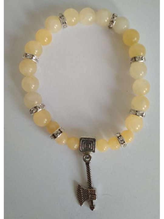 Pulsera Mineral Jaspe Amarillo con Hacha Celta