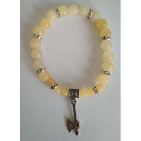 Pulsera Mineral Jaspe Amarillo con Hacha Celta