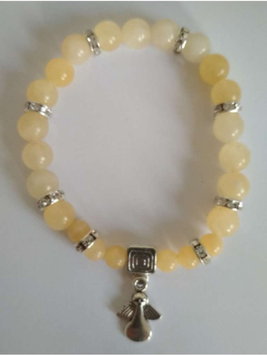 Pulsera Mineral Jaspe Amarillo con Ángel
