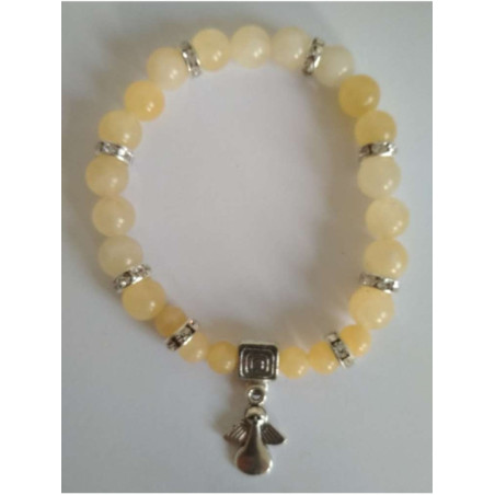 Pulsera Mineral Jaspe Amarillo con Ángel