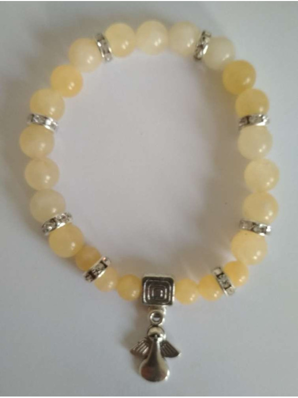 Pulsera Mineral Jaspe Amarillo con Ángel