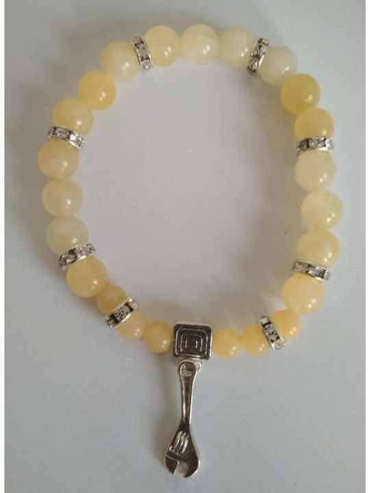 Pulsera Mineral Jaspe Amarillo con Llave del Trabajo