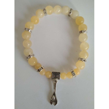 Pulsera Mineral Jaspe Amarillo con Llave del Trabajo