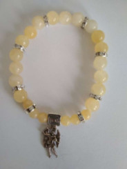 Pulsera Mineral Jaspe Amarillo con San Miguel, Defensa y Protección