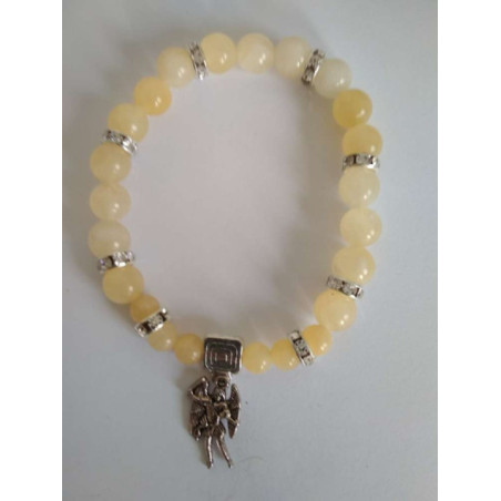 Pulsera Mineral Jaspe Amarillo con San Miguel, Defensa y Protección