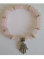 Pulsera Mineral Cuarzo Rosa con Mano de Fátima, Protección