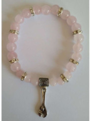 Pulsera Mineral Cuarzo Rosa con Llave, Armonía en el Trabajo