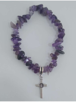 Promoción Comprando 5 Unidades Pulsera Chip Amatista con Cruz de San Benito