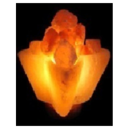 Producto con pequeña tara, Lámpara Artesanal de Sal Cuenco en Forma de Flor, de 2 a 4 Kg.
